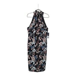 RACHEL ROY NWT Womens XL Stretch Pleated Floral Sleeveless Halter Midi Dress
